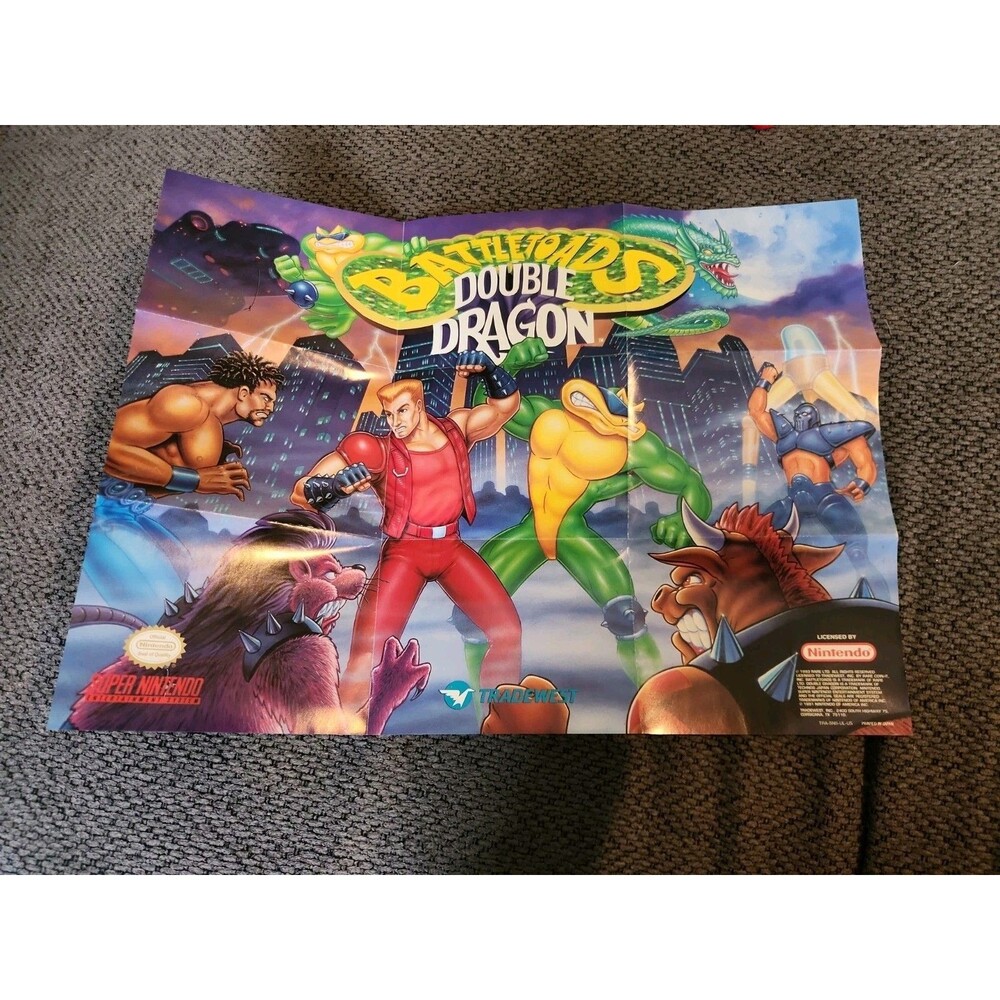 Battletoads Double Dragon Super Nintendo SNES Foldable Promo Poster Insert ONLY